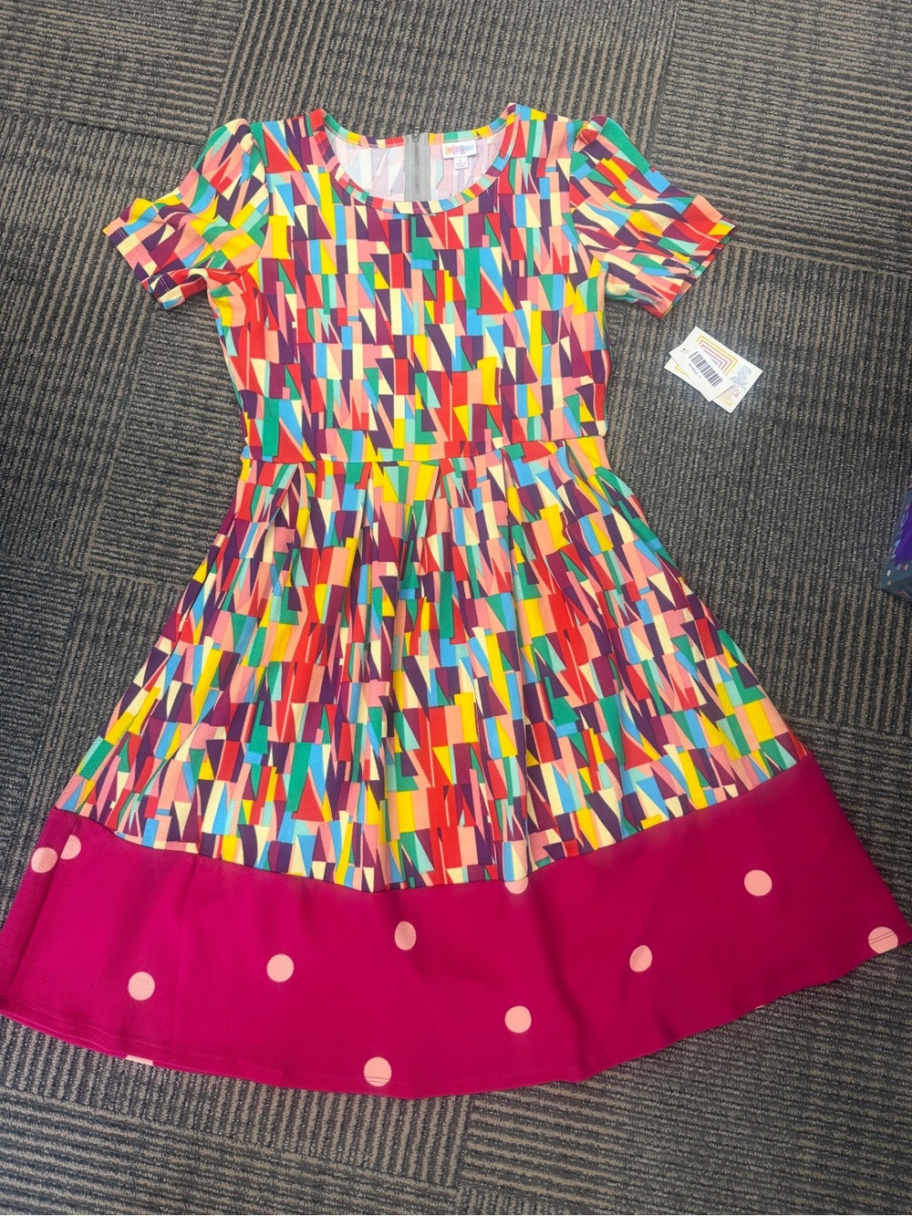 NWT LuLaRoe Amelia Women's Geometric Dress polka dot Sz Large